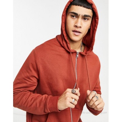  DESIGN organic zip up hoodie in brown  