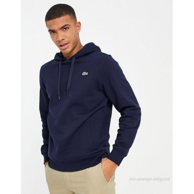 Lacoste small croc logo hoodie in navy  