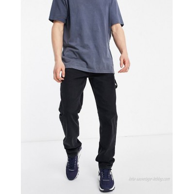 River Island relaxed fit carpenter jeans in washed black  