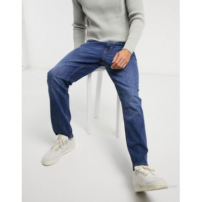 River Island straight jeans in mid blue  
