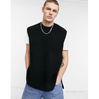  DESIGN oversized sweater vest in black  