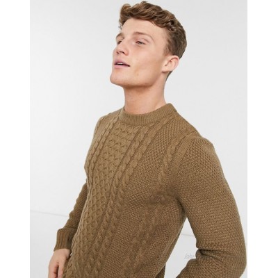 Jack & Jones Core crewneck textured sweater in beige  