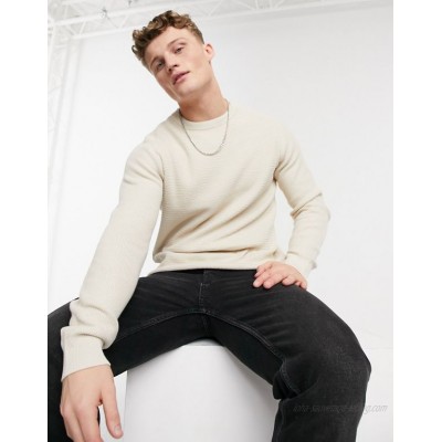 Selected Homme fine knit sweater in cream  