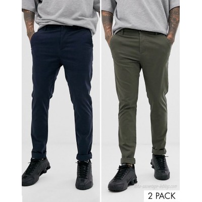  DESIGN 2-pack skinny chinos in khaki and navy - Save!  