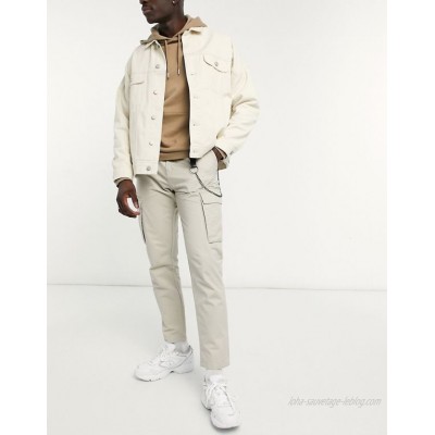 Pull&Bear cargo chinos in sand with chain  
