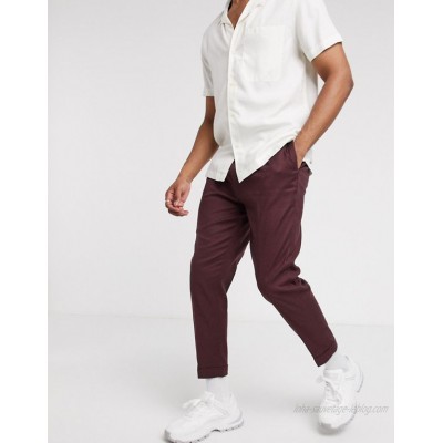  DESIGN tapered smart pants in brown linen  