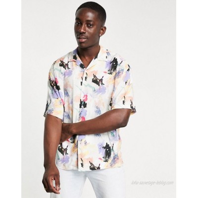Pull&Bear shirt with paint print in white  