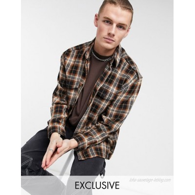 COLLUSION oversized shacket in brushed brown check  