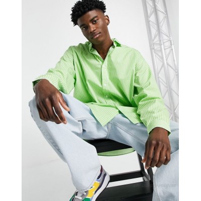  DESIGN extreme oversized stripe shirt in lime green  