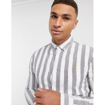 Farah Milton striped shirt in navy and white  