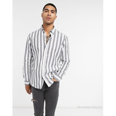 Selected Homme shirt in white with wide stripe  