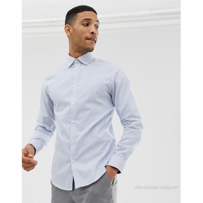 Selected Homme slim fit striped easy iron smart shirt in light blue  