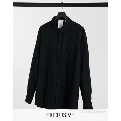 COLLUSION long sleeve flannel shirt in washed black  