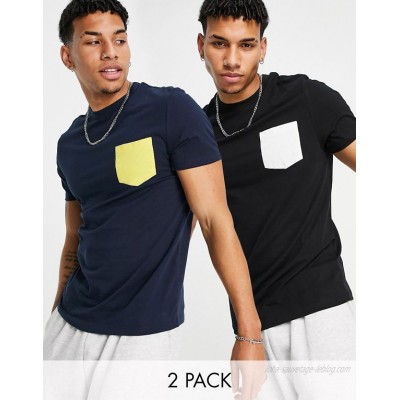  DESIGN 2 pack t-shirt with contrast pocket  