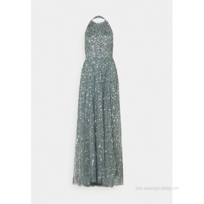 Maya Deluxe ALL OVER SEQUIN RACER MAXI DRESS Occasion wear teal haze/mint 