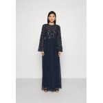 Maya Deluxe FLORAL EMBELLISHED BELL SLEEVE MAXI DRESS Occasion wear navy/dark blue