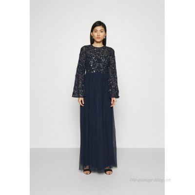 Maya Deluxe FLORAL EMBELLISHED BELL SLEEVE MAXI DRESS Occasion wear navy/dark blue 