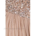 Maya Deluxe Maternity WRAP BODICE SLEEVELESS SEQUIN MAXI Occasion wear taupe blush/taupe